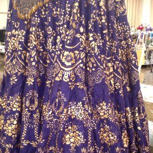 SOLD!!Gorgeous Deep Purple and Bronze Print 25 Yard ATS Tribal Skirt